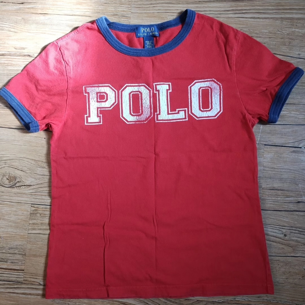 Vintage Ralph Lauren Polo Red Ringer Tee | M(10-12) | Red, White, Navy